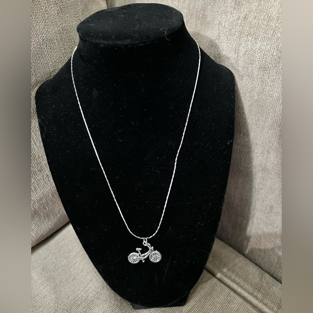 Silver Bicycle Necklace
